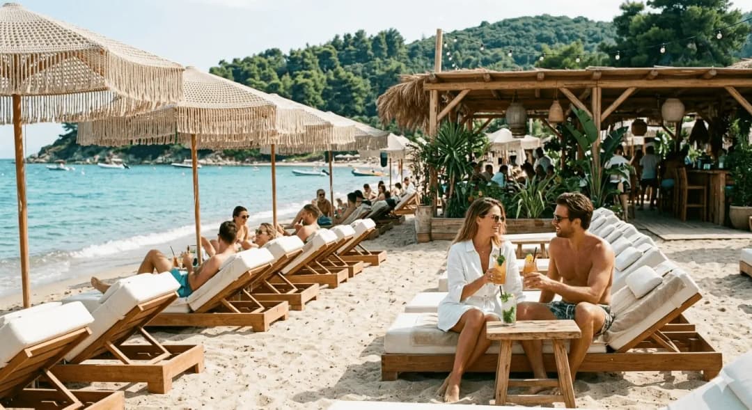 Aerial view of Agistri Beach Bar